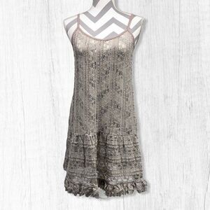 E by Eloise Taupe Lace See Through Dress size Medium